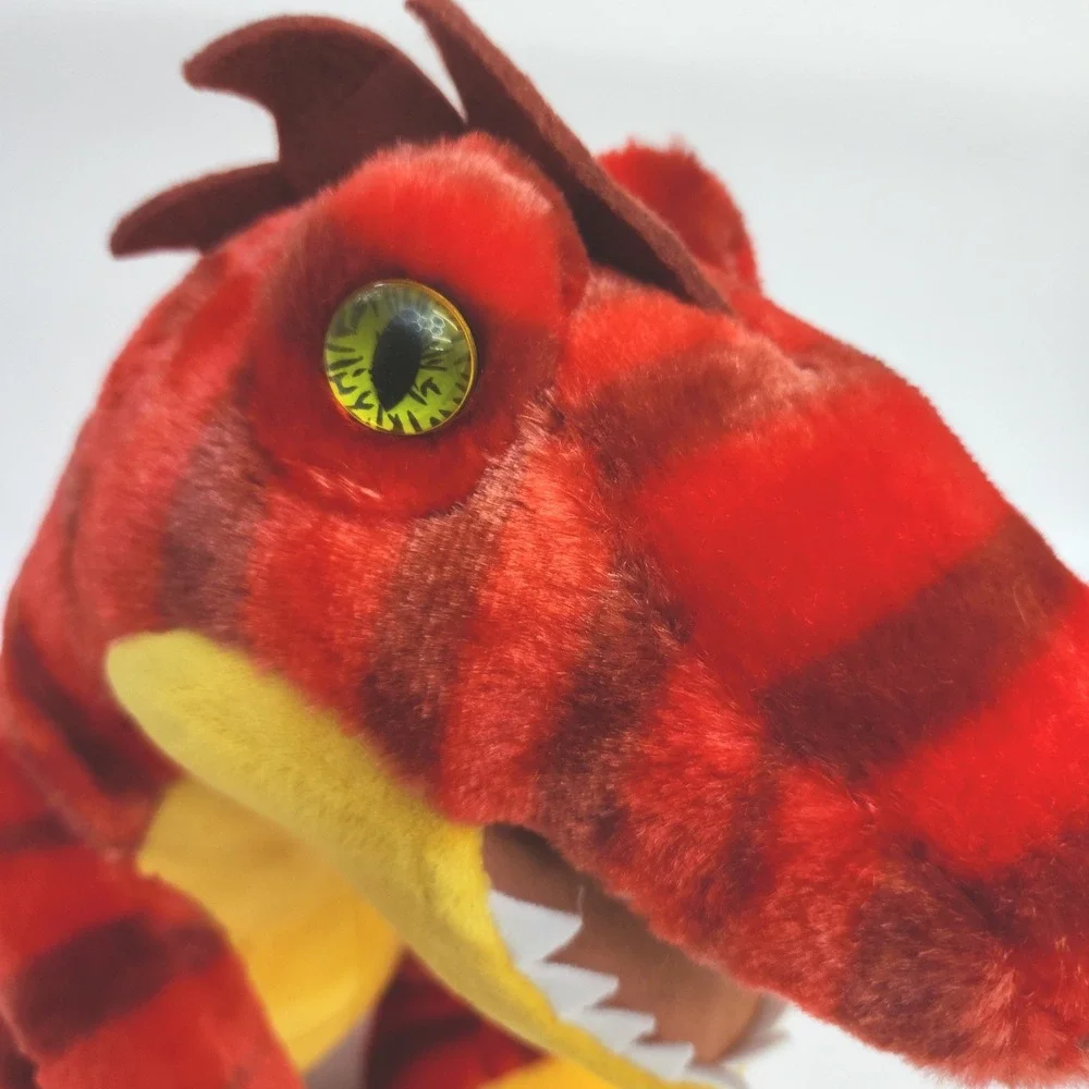 Build-A-Bear Workshop Red Striped T-Rex Dinosaur Plush Green Eyes‎ BAB 14